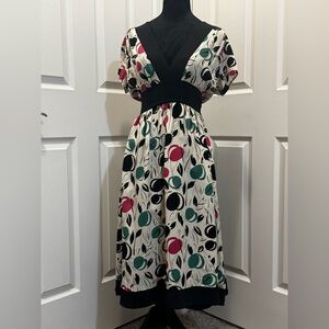 🍒 Anthropologie 🍒 Corey Lynn Calter Black and Green Patterned Midi Dress